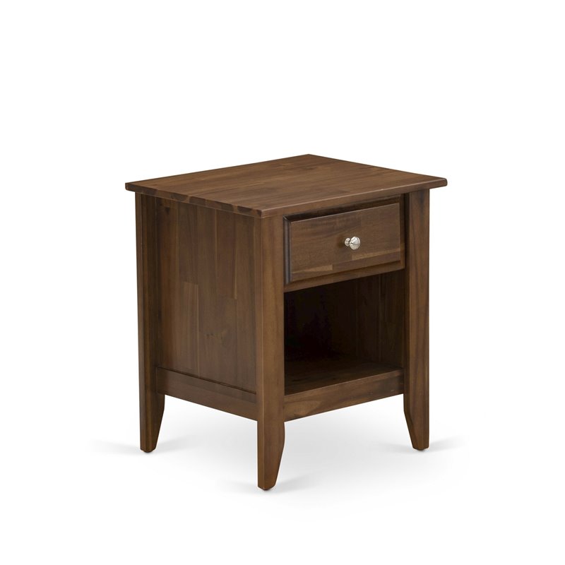 East West Furniture Granbury 2-Piece Wooden Queen Bedroom Set in Brown/Walnut