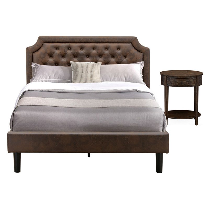 East West Furniture Granbury 2 Pieces Wood Queen Bedroom Set in Brown/Jacobean