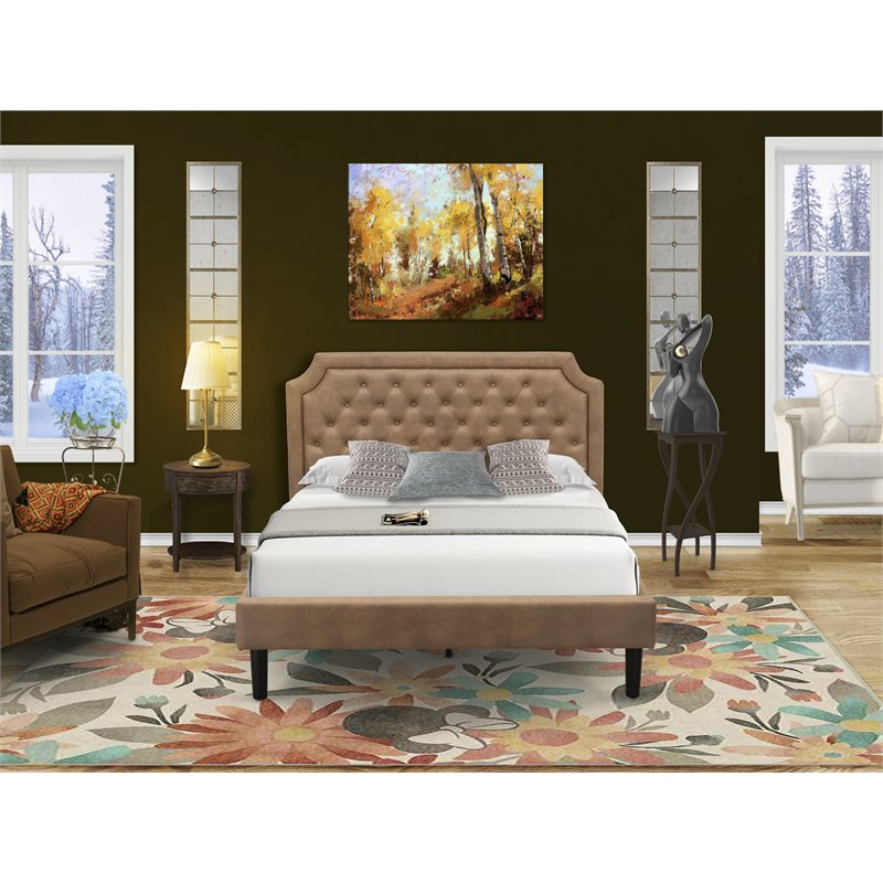 East West Furniture Granbury 2 Pieces Wooden Queen Bedroom Set in Brown/Jacobean
