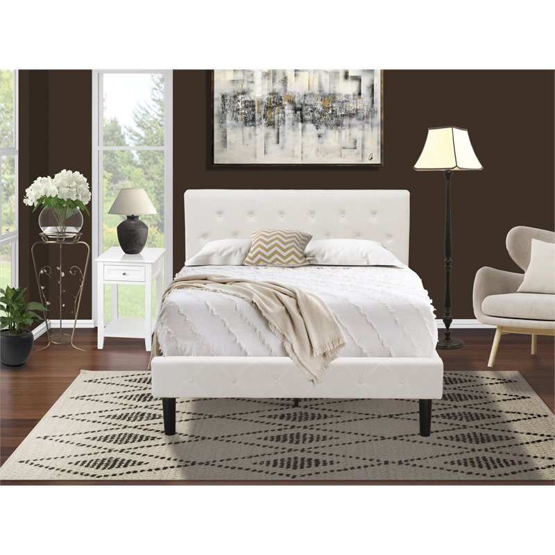 East West Furniture Nolan 2 Pieces Wooden Full Bedroom Set in White