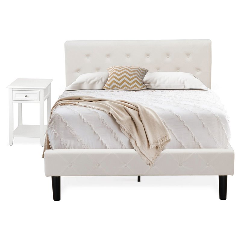 East West Furniture Nolan 2 Pieces Wooden Full Bedroom Set in White