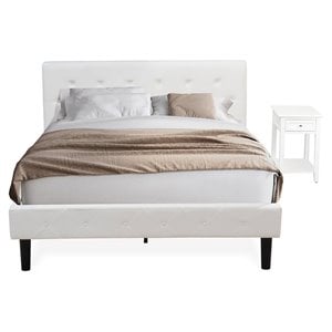 East West Furniture Nolan 2 Pieces Wood Queen Bedroom Set in White