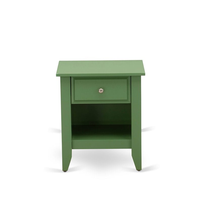 East West Furniture Nolan 2-Piece Wood Queen Bedroom Set in White & Clover Green