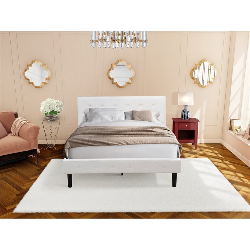 East West Furniture Nolan 2-Piece Wood Queen Bedroom Set in White and Burgundy