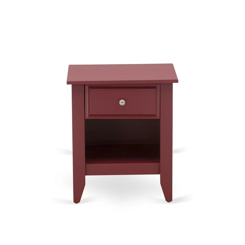 East West Furniture Nolan 2-Piece Wood Queen Bedroom Set in White and Burgundy