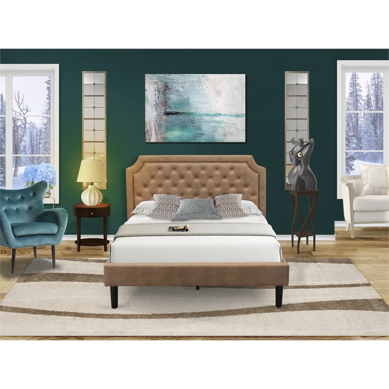 East West Furniture Granbury 2 Pieces Wooden Queen Bedroom Set in Brown/Mahogany