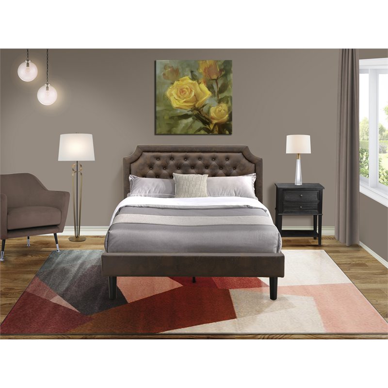 East West Furniture Granbury 2-Piece Wood Queen Bedroom Set in Black/Brown