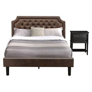 East West Furniture Granbury 2-Piece Wood Queen Bedroom Set in Black/Brown