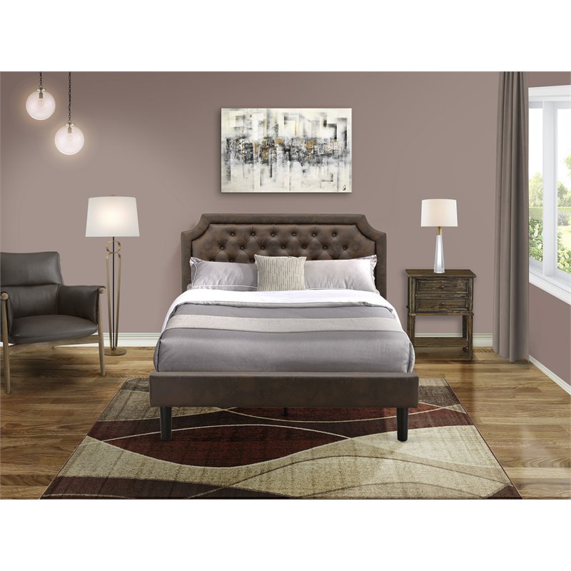 East West Furniture Granbury 2-Piece Wood Queen Bedroom Set in Jacobean/Brown