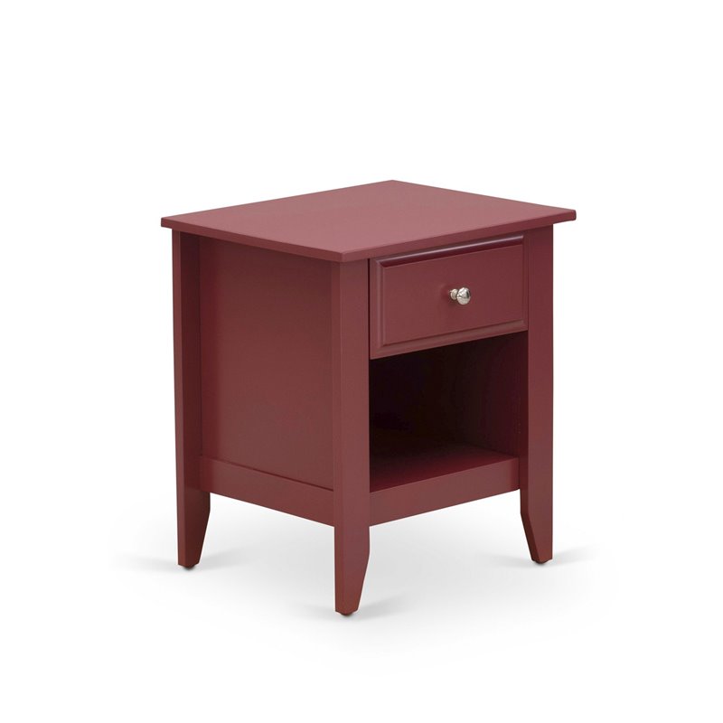 East West Furniture Nolan 3-Piece Wood Queen Bedroom Set in White and Burgundy