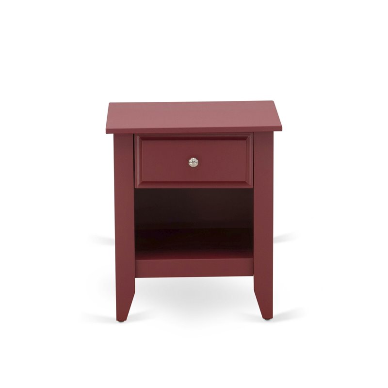 East West Furniture Nolan 3-Piece Wood Queen Bedroom Set in White and Burgundy