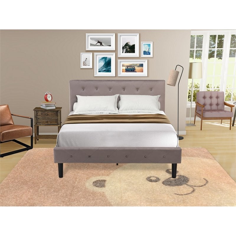 East West Furniture Nolan 2-Piece Wood Full Bedroom Set in Jacobean/Taupe Brown