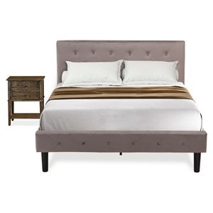 East West Furniture Nolan 2-Piece Wood Full Bedroom Set in Jacobean/Taupe Brown