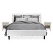 East West Furniture Nolan 3-Piece Wood King Bedroom Set in White/Butter Cream