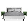 East West Furniture Nolan 3-Piece Wood King Bedroom Set in White/Clover Green