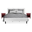 East West Furniture Nolan 3-Piece Wood King Bedroom Set in White/Burgundy