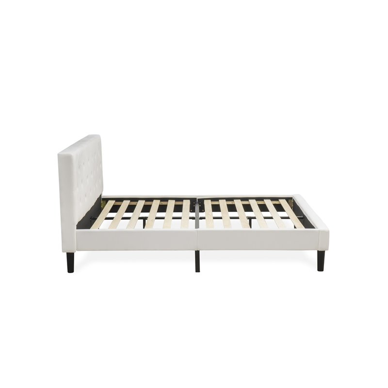 East West Furniture Nolan 3 Pieces Wood Queen Bedroom Set in White/Burgundy