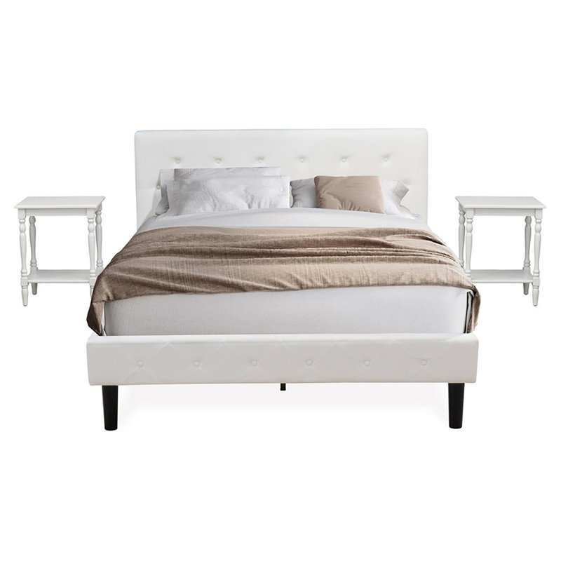 East West Furniture Nolan 3 Pieces Wood Queen Bedroom Set in White/Urban Gray