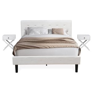 East West Furniture Nolan 3-Piece Wooden Queen Bedroom Set in White