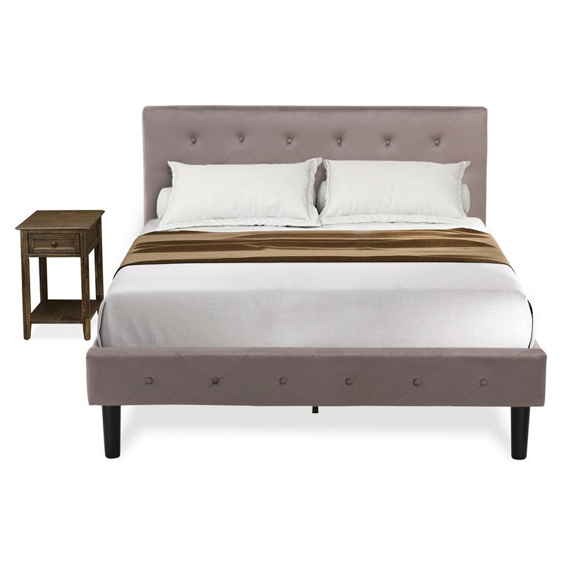 East West Furniture Nolan 2 Pieces Wood Full Bedroom Set in Brown/Jacobean