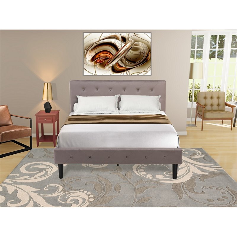 East West Furniture Nolan 2 Pieces Wood Full Bedroom Set in Brown/Burgundy