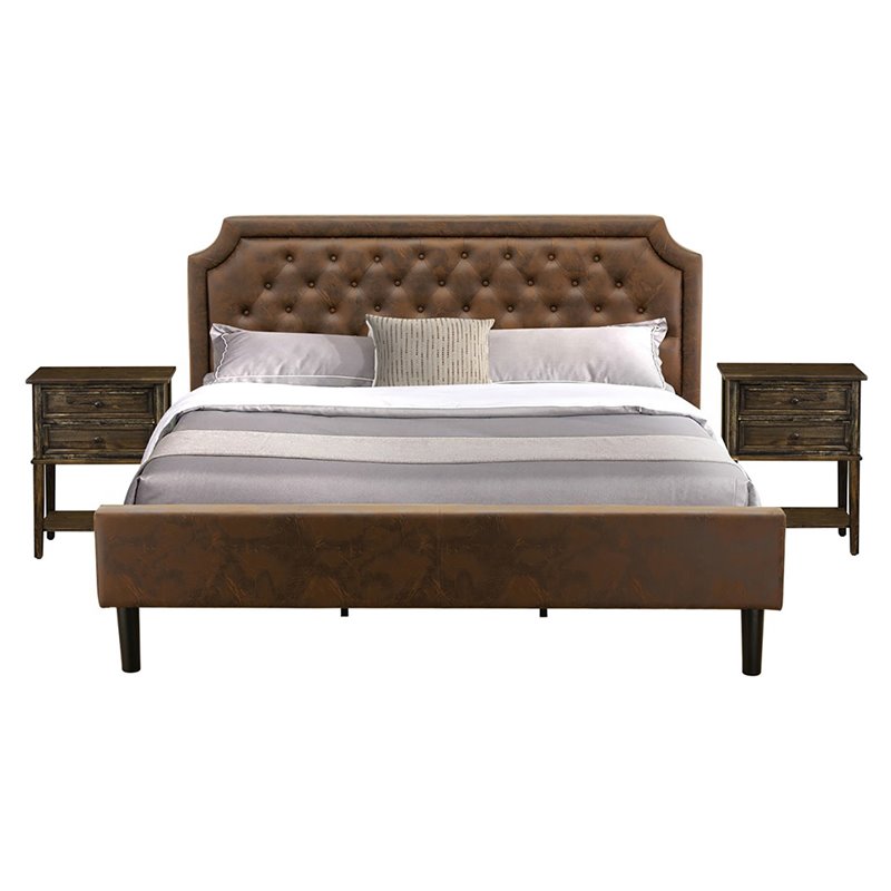 East West Furniture Granbury 3 Pieces Wood King Bedroom Set in Jacobean/Brown