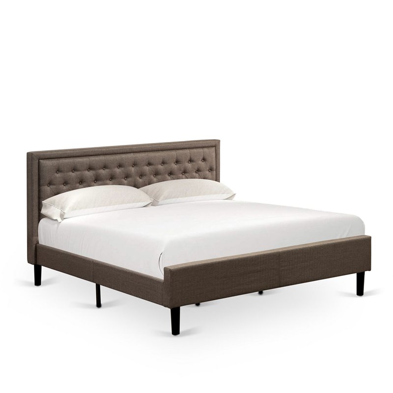 East West Furniture Kendall 3-Piece Wood King Bedroom Set in Brown/Mahogany