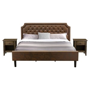 East West Furniture Granbury 3-Piece Wood King Bedroom Set in Brown & Jacobean