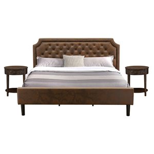 East West Furniture Granbury 3-Piece Wood King Bedroom Set in Brown/Jacobean