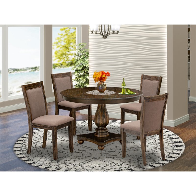 East West Furniture Ferris 5-Piece Wooden Dining Set in Jacobean/Coffee