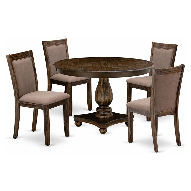 East West Furniture Ferris 5-Piece Wooden Dining Set in Jacobean/Coffee