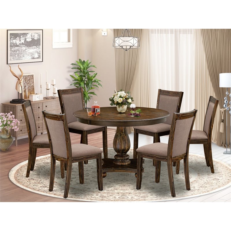 East West Furniture Ferris 7-Piece Wooden Dining Set in Jacobean/Coffee