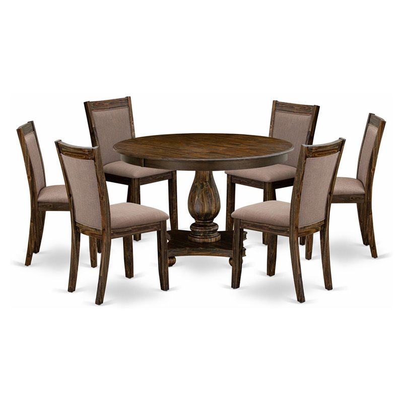 East West Furniture Ferris 7-Piece Wooden Dining Set in Jacobean/Coffee