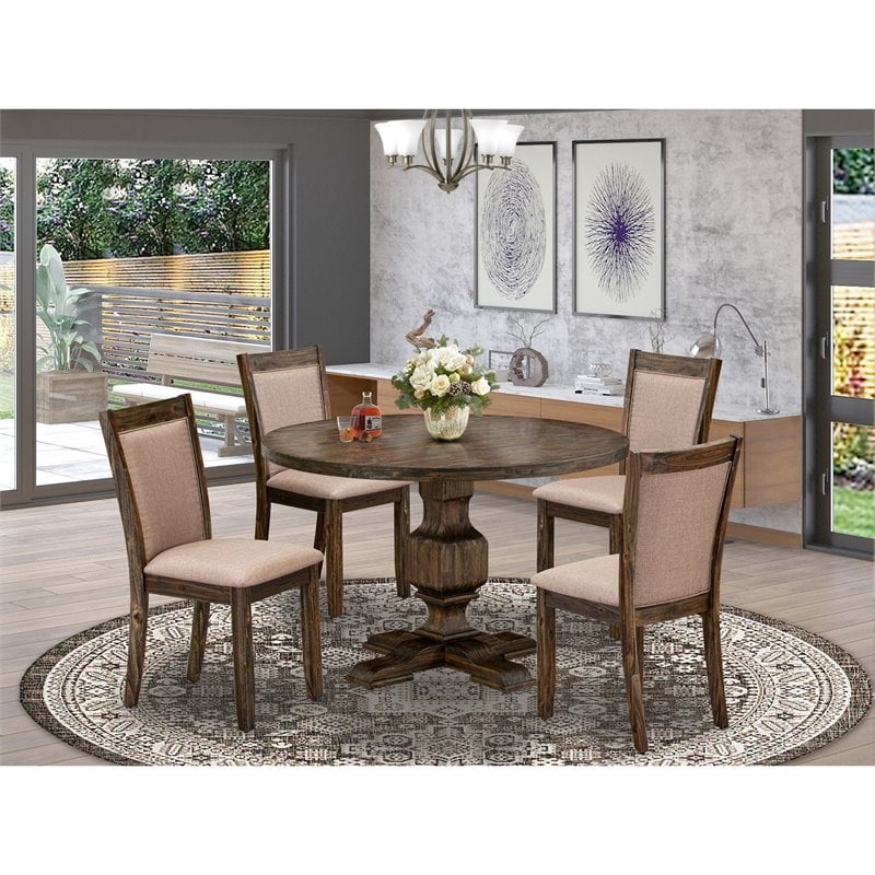 East West Furniture Irving 5-Piece Wood Dining Set in Gray/Distressed Jacobean