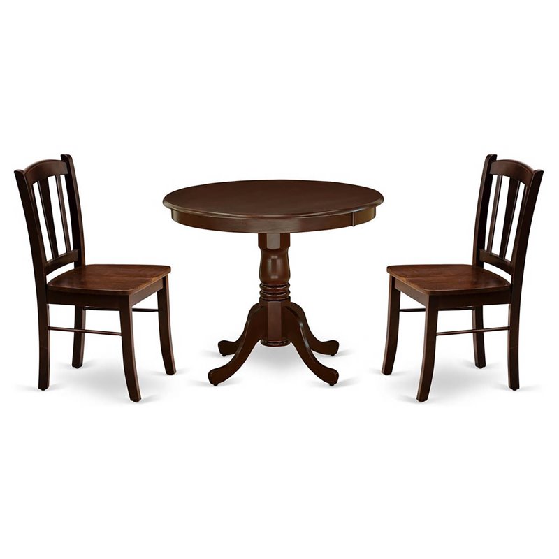 East West Furniture Antique 3-Piece Wooden Dining Set in Mahogany