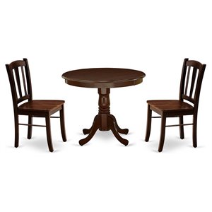 East West Furniture Antique 3-Piece Wooden Dining Set in Mahogany