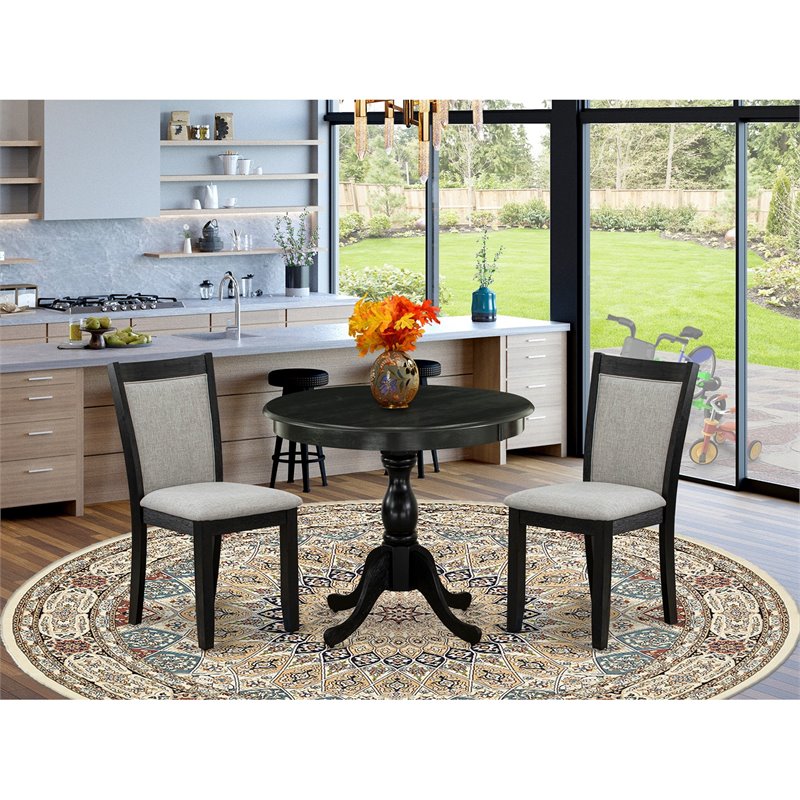East West Furniture Antique 3-Piece Wooden Dining Set in Shitake/Black