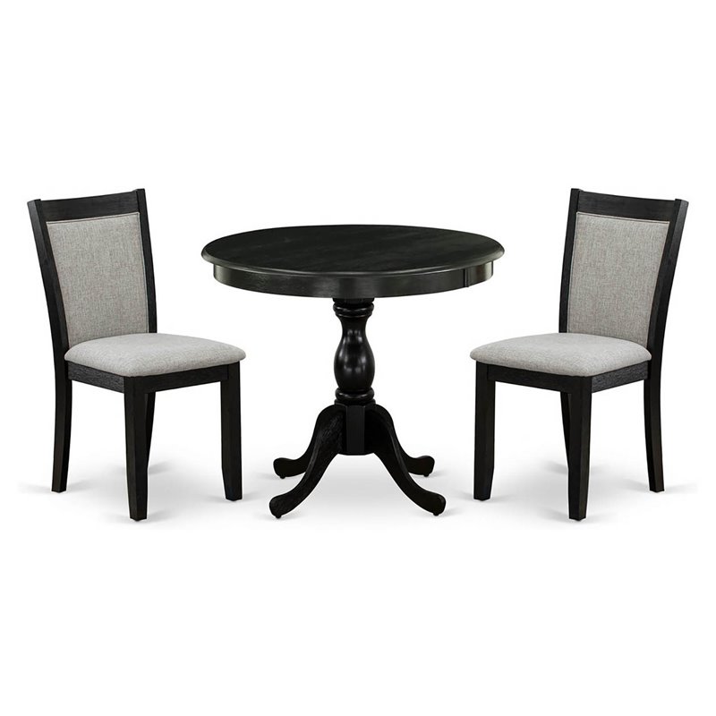 East West Furniture Antique 3-Piece Wooden Dining Set in Shitake/Black