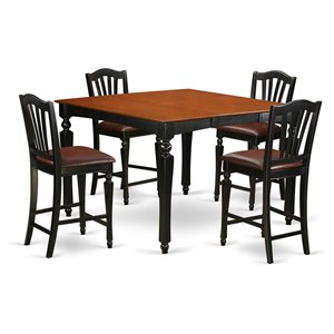 East West Furniture Chelsea 5-Piece Wooden Dining Set in Black/Cherry/Brown