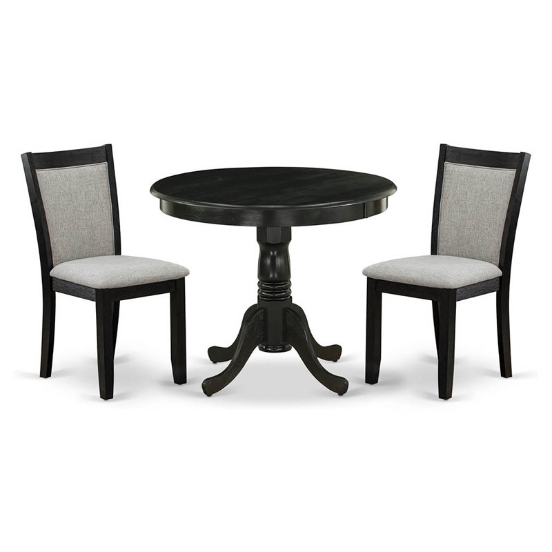East West Furniture Antique 3 Pieces Wooden Dining Set in Shitake/Black