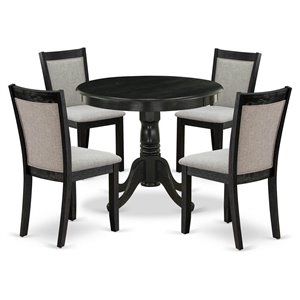 East West Furniture Antique 5 Pieces Wooden Dining Set in Shitake/Black