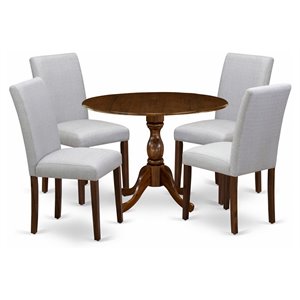 East West Furniture Dublin 5-Piece Wooden Dining Set in Walnut/Gray