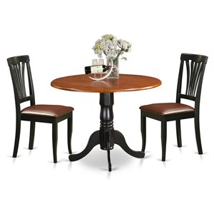 East West Furniture Dublin 3-Piece Wooden Dining Set in Black/Cherry