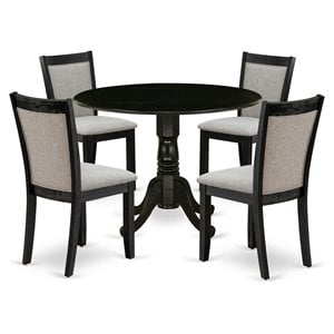 East West Furniture Dublin 5-Piece Wooden Dining Set in Shitake/Black