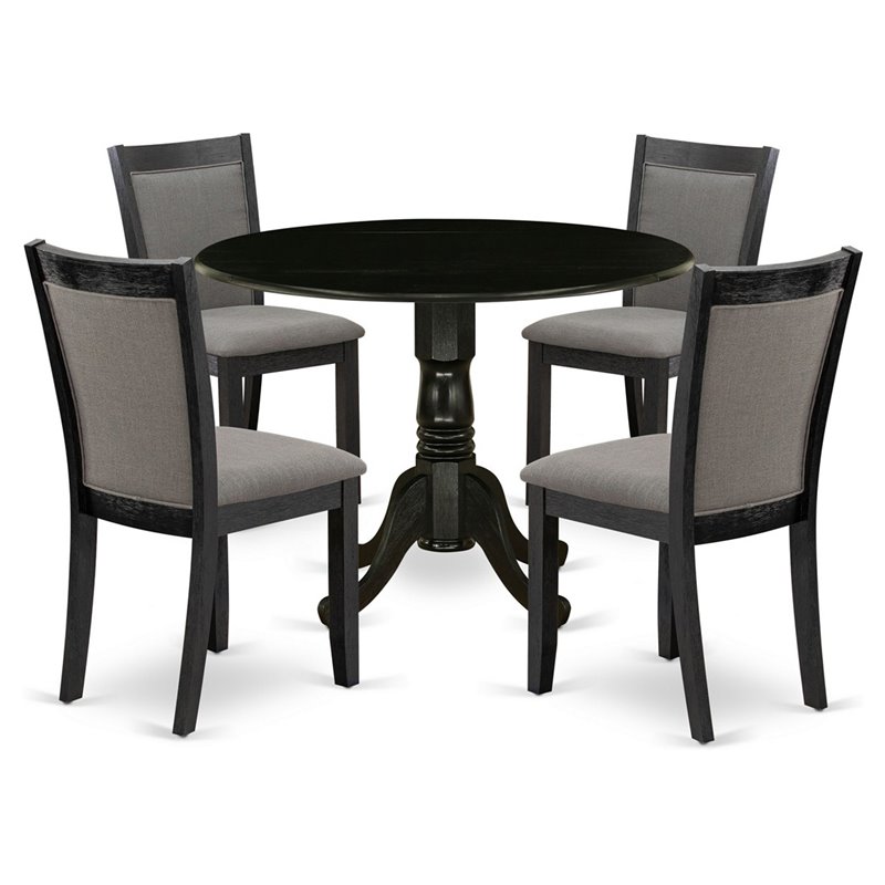 East West Furniture Dublin 5-Piece Wooden Dining Set in Dark Gotham Gray/Black