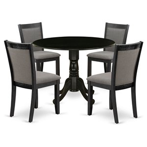 East West Furniture Dublin 5-Piece Wooden Dining Set in Dark Gotham Gray/Black