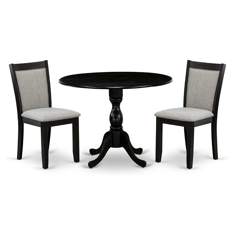 East West Furniture Dublin 3 Pieces Wooden Dining Set in Shitake/Black
