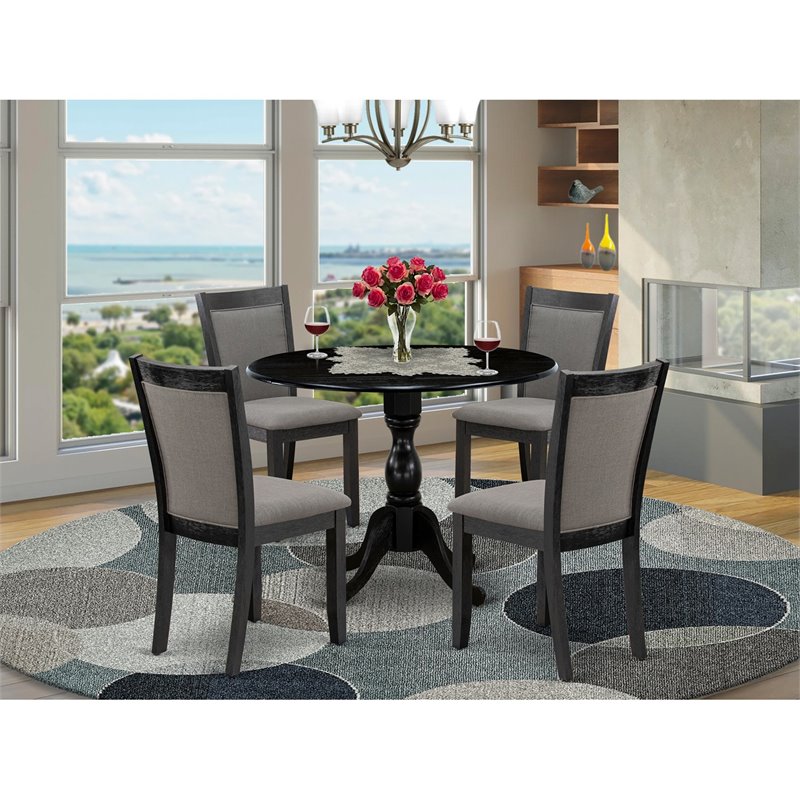 East West Furniture Dublin 5 Pieces Wooden Dining Set in Dark Gotham Gray/Black