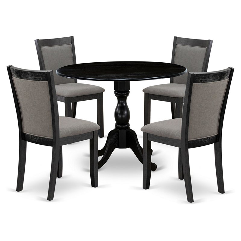East West Furniture Dublin 5 Pieces Wooden Dining Set in Dark Gotham Gray/Black