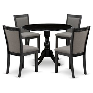 East West Furniture Dublin 5 Pieces Wooden Dining Set in Dark Gotham Gray/Black
